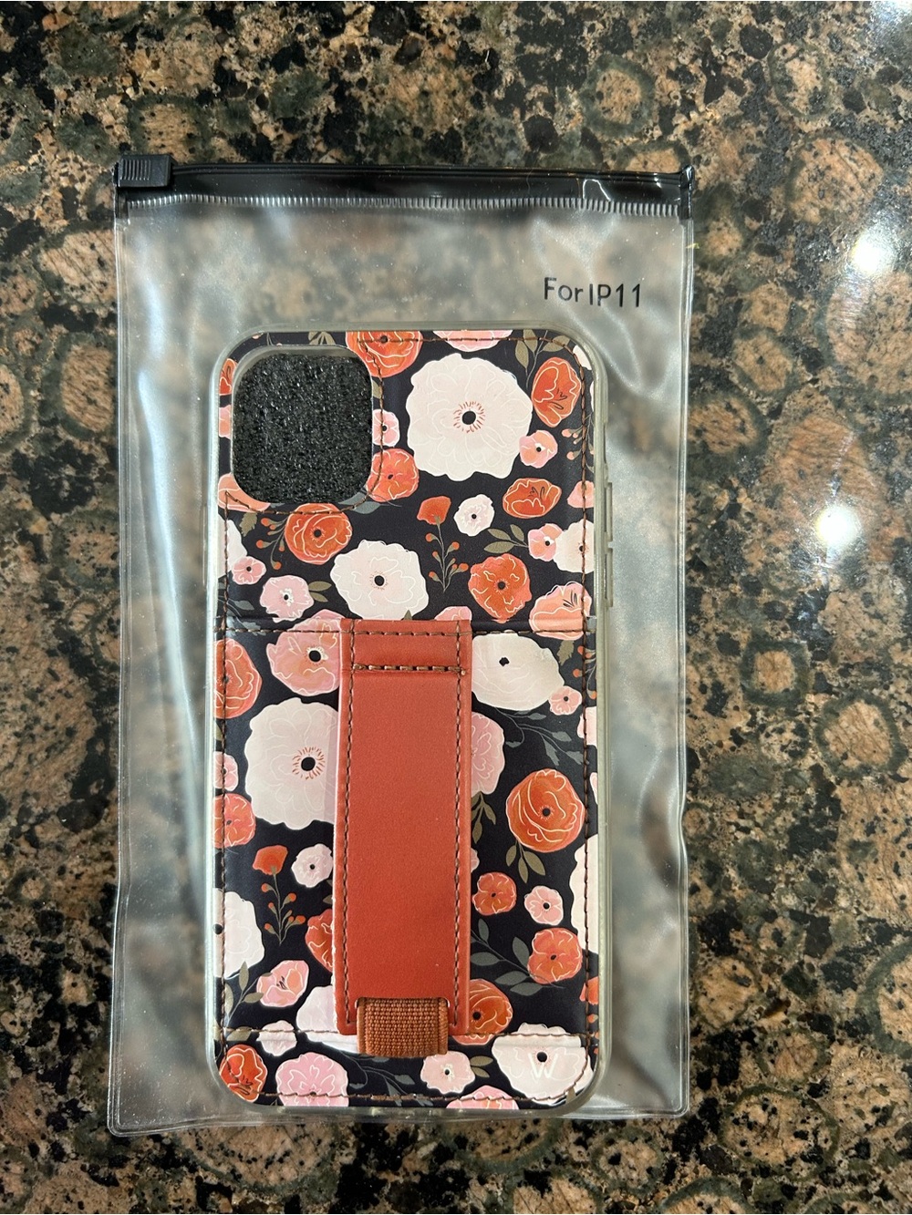 WalliCases Floral Smartphone Case with Pink & Black Design and Built-In Strap - Picture 2 of 5